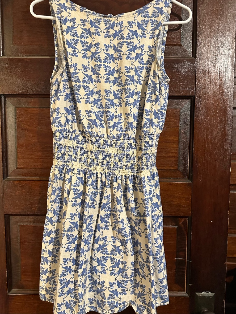 Blue Floral Smocked Waist Sundress
